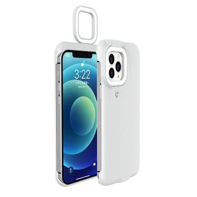 China Anti-drop Phone Photo Led Selfie Ring Fill Light Cover Ring Square Light Phone Case For Iphone Huawei Mate 30/40 pro for sale