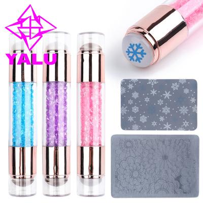 China Nail Tools Color Diamond Double Head Silicone Nail Gauge Stamp Transfer Acrylic Pen YLNP001 for sale