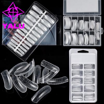 China 100pcs French Hot Selling Design Smile Curved Artificia Nails White Half Cover Square Shape Nail Tips for sale