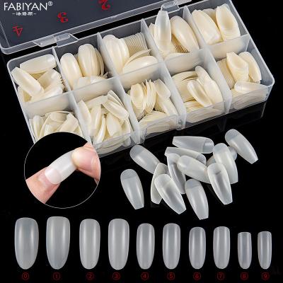 China 500PCS French Nature Color Short White Clear Stiletto Nails Bare Pointed False Nail DIY Press On Nails No Glue for sale