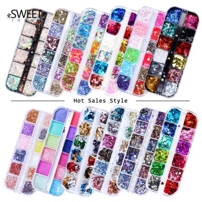 China 2021 Colorful Sticker Beauty New Arrival Nail Glitter Crystals Nail Flash Pixie Nail Art Powder Decoration for sale