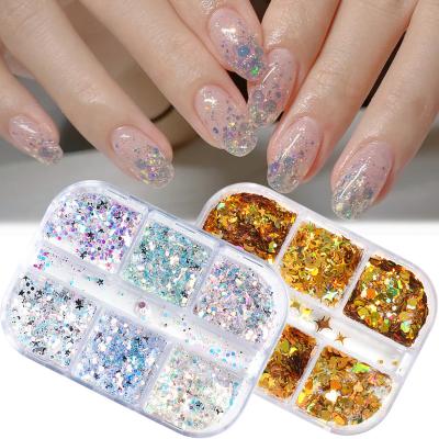 China New Sticker Color Nail Sequin Bulk Holographic Nail Art Decoration Nail Art Design Glitter Powder Maple for sale