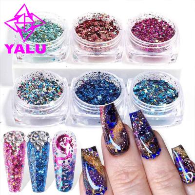 China 6 Colors Nail Sequins Nail 3D Nail Art Decoration Nail Glitter Sequins Shiny Glitter Slices for sale