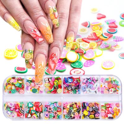 China Nail Sticker 12 Styles Summer Fruit Nail Art Sequins DIY Decals Sticker 2D Opening Flakes Pulp Chips Nail Supplier for sale