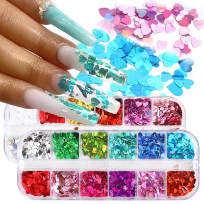 China Nail Art Sequin Slice Nail Sticker 3D Valentine Flakes Heart Paillette Maple Leaf Butterfly Decorations for sale