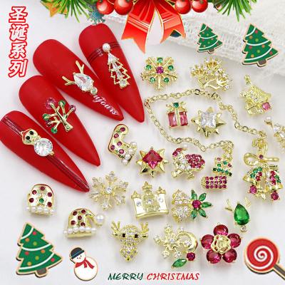 China Crystal Luxury Chic Gold Plated Metal Chain Nail Art Charm Shining Cubic Zircon Nail 3D Nail Sticker DIY Art Decoration Finger Jewelry for sale