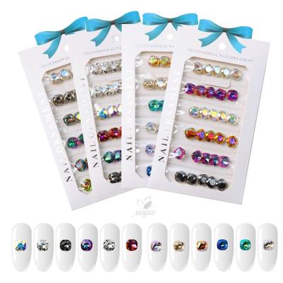 China Luxury Diamond Rhinestone Nail Art Kit Decoration 3D Heart Crystal Sticker Salon Valentines Day Nails Supplies for sale