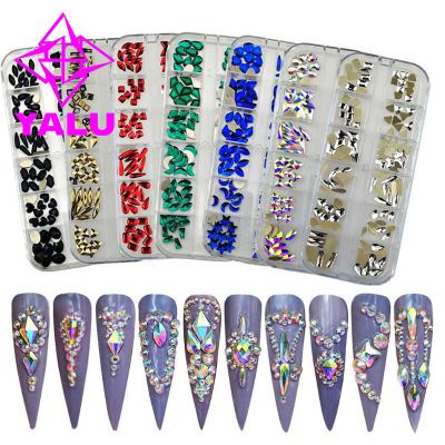 China Wholesale Bulk Crytal 3D Glue Accessory Press On Crystals Fake Diamond Nail Art Rhinestone Nail Decorations for sale