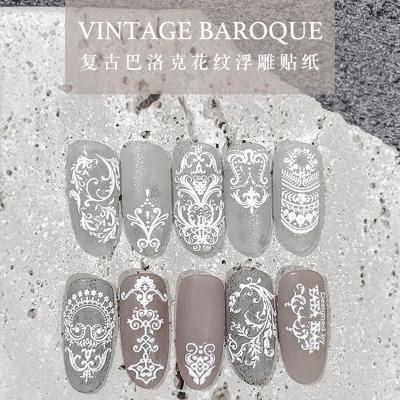 China Hot Selling Sticker Pattern Antique Nail Stickers Decals Slim DIY Women's DIY Nail Decoration Flat Frosted Retro Stickers for sale