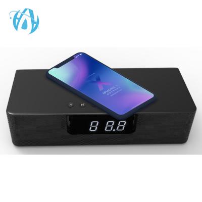 China Mini High Quality Wireless Charging Clock 10W 2.0CH Bass Surround Sound BestBT Stereo Speaker for Bedroom for sale