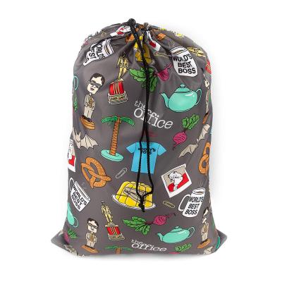 China Custom Large Capacity Drawstring Home LOGO Travel Clothing Storage Waterproof Durable Colorful Printing Portable Laundry Bag for sale