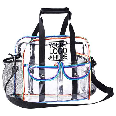 China Durable Promotional Cheap PVC Customized Multifunctional Portable Travel Bag Clear Stage Approved for sale