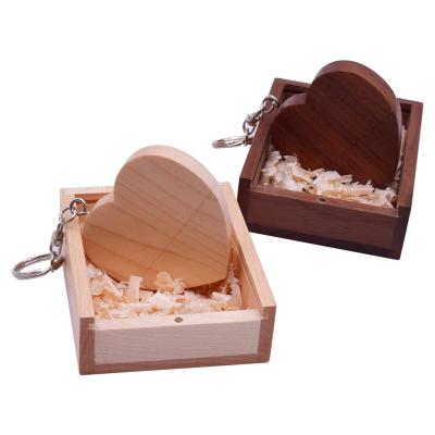 China Agriculture Wooden Heart USB Drive Memory Flash Stick Pen Drive Free Logo Personal Customized Pendrive Wedding Gift 4GB 8GB 16GB 32GB 64GB for sale