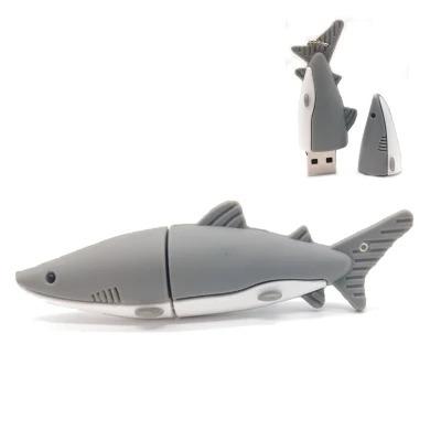 China USB 2.0/USB 3.0 Drive 8gb 16gb USB Flash Drive USB Pendrive Stick Silicone PVC USB Flash Memory Shark Christmas Gift Memory Stick Animals Gift for sale