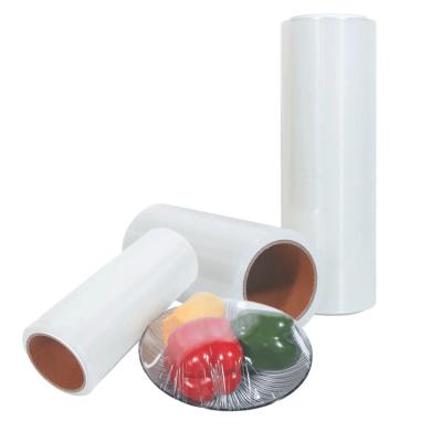 China PVDC Film Promotional Transparent Cling Wrap Roll Moist Proof  With Slide Cutter Dispenser for sale