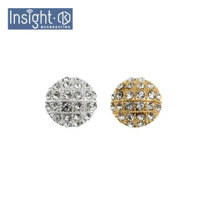 China Hot Workable Size Zinc Alloy Embellishment Jewelry Craft Custom Buttons Round Rhinestone Button For Clothes for sale