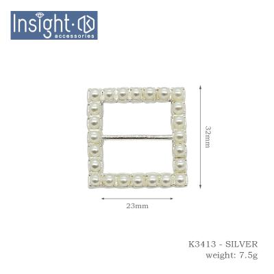 China Wholesale Square Meal Belt Buckles Rhinestone Pearl Square Custom Belt Buckle For Handbag for sale