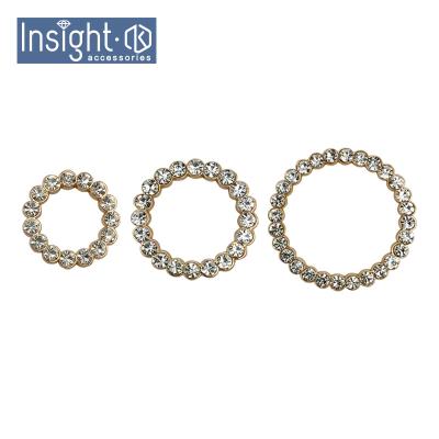 China Hot Custom Zinc Alloy Round Rhinestone Diamond Belt Buckles Round Shape Belt Buckle For Wedding Invitation for sale