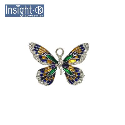 China Hot Jewelry Vintage Embellishment Enamel Brooch Butterfly Brooch Colorful Rhinestone Brooch For Costume for sale