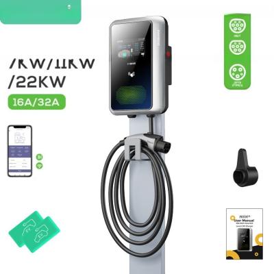 China RUIVANDA  11kw Ac Ev Charger Wall Mounted 4.3 Screen Electric Charger Car Station EV Charge For Electric Car for sale