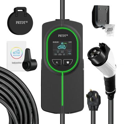 China Wholesale Electric Car 16A 32A 3.5Kw 7Kw Ev Charging Station Portable Ev Charger With Screen Adjustable for sale