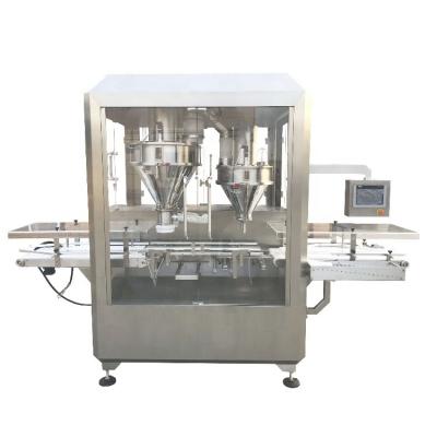 China Chemical High Speed ​​Automatic Albumen Powder Bottle Double Lines Pierce Weighting Filling Packing Machine for sale