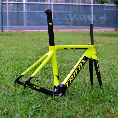 China Road Bikes Hot Sale 2021 Model Carbon Road Bike Carbon Frame Yellow And Red Painted Frame for sale