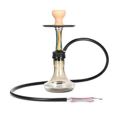 China Portable Shisha Hookah 2021 Hookah Use Height 45CM Hose Single Convenient Aluminum Aluminum Shisha Medium Glass Hookah for sale