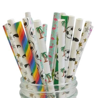 China Biodegradable Hawaiian Style Color Straws Boba Wrapping Paper Disposable Straws Individually Wrapped for sale