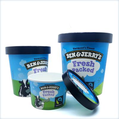 China Disposable Double Layer Degradable PLA Yogurt Bowl Thickened Double Ice Cream Cup Wallpaper Cups With Lid for sale