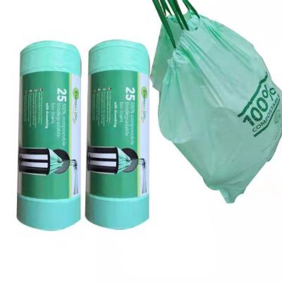 China 100% 4 8 Biodegradable 13 Gallon Factory Customization Drawstring Waste Bag Compostable Biodegradable Plastic Waste Bag With Drawstring for sale