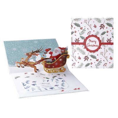 China Gift.Shopping.Food.Candy. Farming Christmas Deer Wagon Color Printing Thank You Card Funny Christmas Gift Pop Up Cards for sale