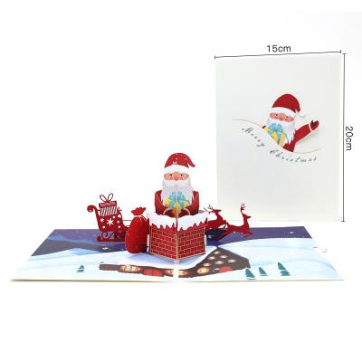 China Gift.Shopping.Food.Candy. Agriculture Santa Claus Lying On Chimney Wishing Card Italy Bamboo Christmas Cards Greeting for sale