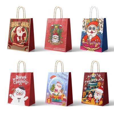 China New Design Color Recyclable High Quality Kraft Paper For Christmas Gift Shopping Custom Wrapping Bag for sale