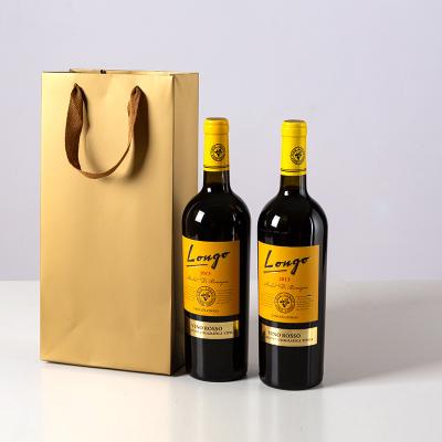 China Fashionable lightweight luxury simple packaging recyclable universal paper and double wine bottle wholesale wine bags for sale