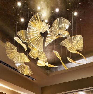 China Customizable Folding Fan Art Glass Ceiling Chandelier Modern Simple Modern Style for sale