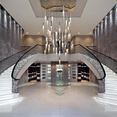 China Modern Nordic Modern High Ceiling Hotel Lobby Hanging Crystal Grand Staircase Led Crystal Chandelier Luxury for sale