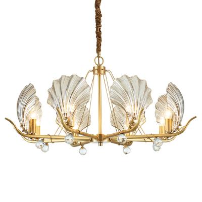 China Modern Simple Hotel Shell Solid Brass Wind Living Room Bedroom Chandelier for sale