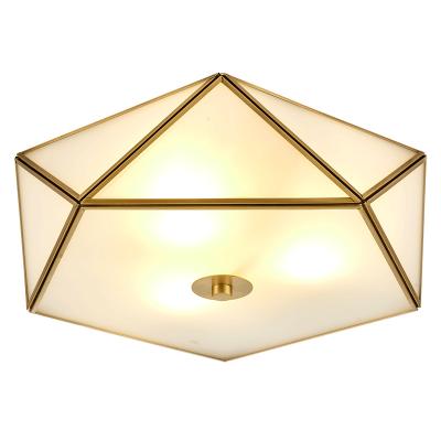 China New Chinese Style Modern Simple Living Room Restaurant Solid Brass Ceiling Lamp for sale