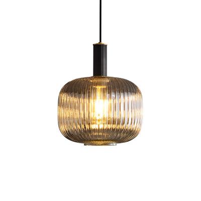 China Modern simple style personality creative living room bedroom all brass glass pendant light for sale