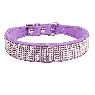 China Thoughtful Adjustable Training Bling Crystal Rhinestone PU Puppy Leather Dog Collar For Dogs for sale