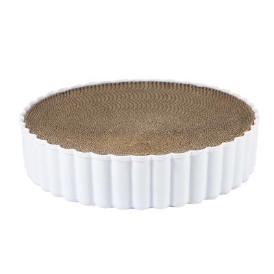 China Indoor Round Corrugated Viable Cat Scratcher Pad Cardboard for Large Cat Scratching Snuggle Sleep for sale