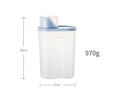 China 1L Viable Waterproof Pet Food Storage Container With Measuring Cup For Small Dog Cat Bird Turtle for sale