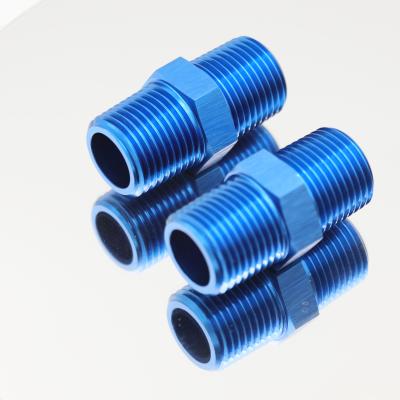 China Professional Wholesale AoMei Aluminum Alloy 6061 Hose Pipe Nipple NPT Male Male Couplers Adapter Fittings for sale