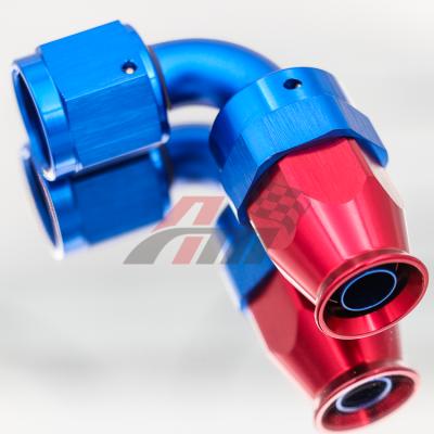 China Aluminum Alloy 6061 Factory One PTFE 90Degree Hose End Fitting Aluminum Fitting Connection Racing Turbo Fuel Oil Line Adapter for sale