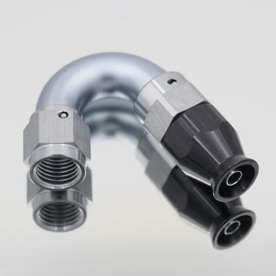 China Aluminum Alloy 6061 AoMei Factory PTFE Hose Ends AN4 AN6 AN8 AN10 AN12 150Degree High Flow Fuel Fitting for sale