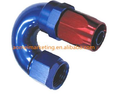 China Auto-Oil Line 180 Degree Full Flow Aluminum Swivel Pipe End AN4 AN6 AN8 AN10 AN12 One Piece Fittings for sale