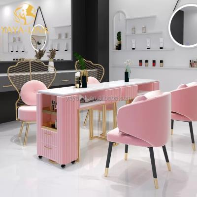 China Modern Pink Nail Station Manicure Table Modern Nail Manicure Table for sale