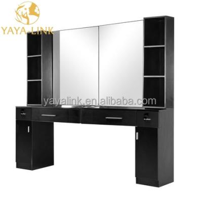 China Modern Salon Mirror Styling Station Hairdresser Salon Mirror Station for sale