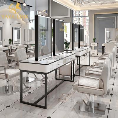 China Modern Stainless Steel Station Hair Salon Mirror Styling Station for sale